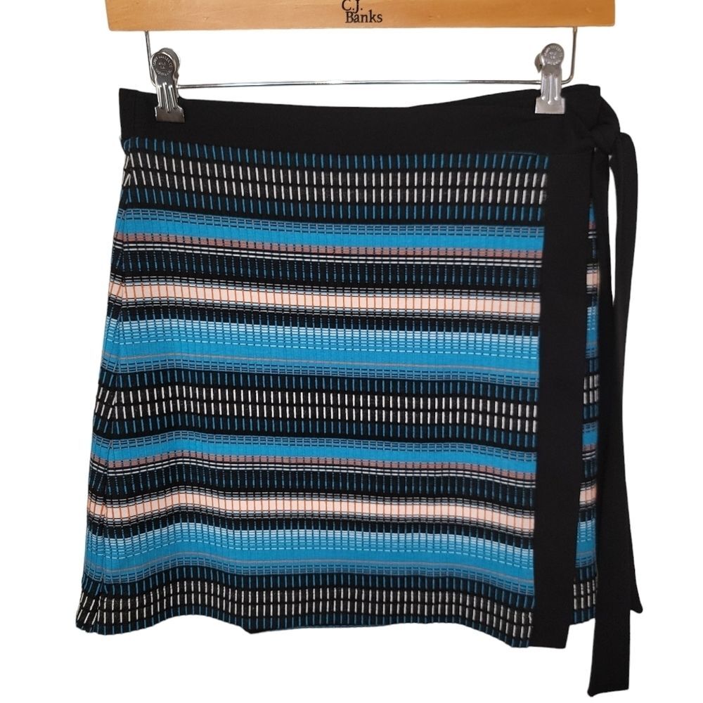 Leota Talia Skirt Stripe Rib Knit Wrap Skirt Size Large